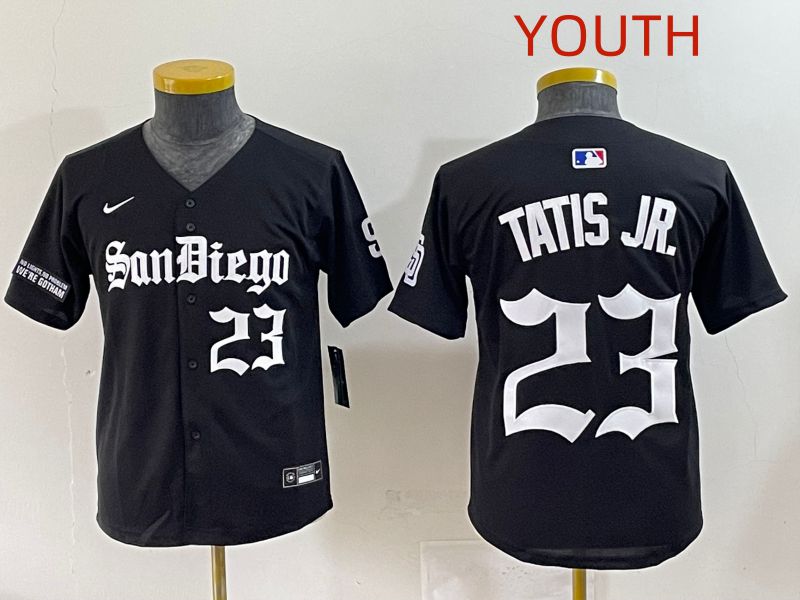 Youth 2025 San Diego Padres #23 Tatis jr Black Five generations Joint Name Nike MLB Jersey style 9